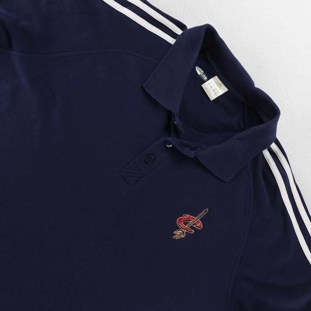 Adidas Mens Cleveland Cavaliers Climalite Polo Shirt Trifoil Navy Blue Large NBA